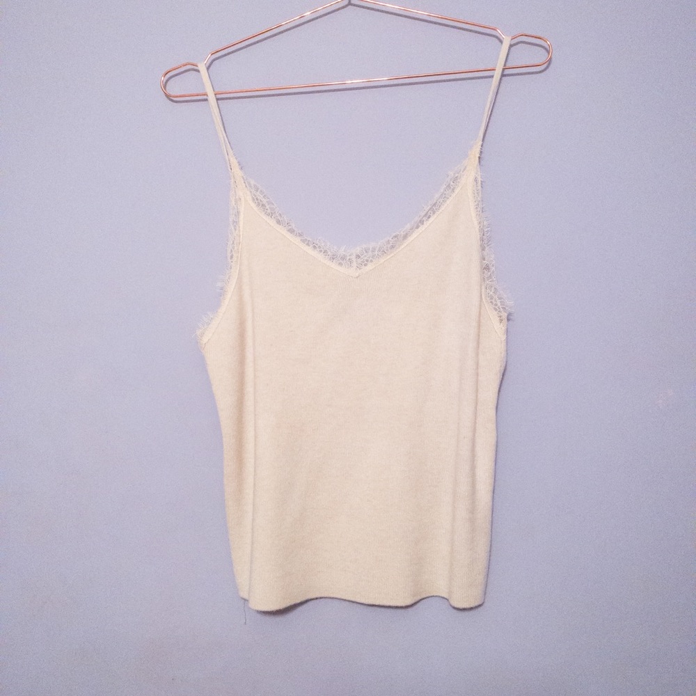 Express Cream Lace-Trim Sweater Camisole